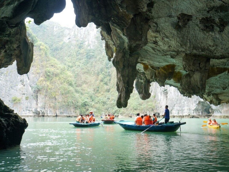 Bamboo Boat Cruise in Halong Bay Bamboo boat cruise through Halong Bay
