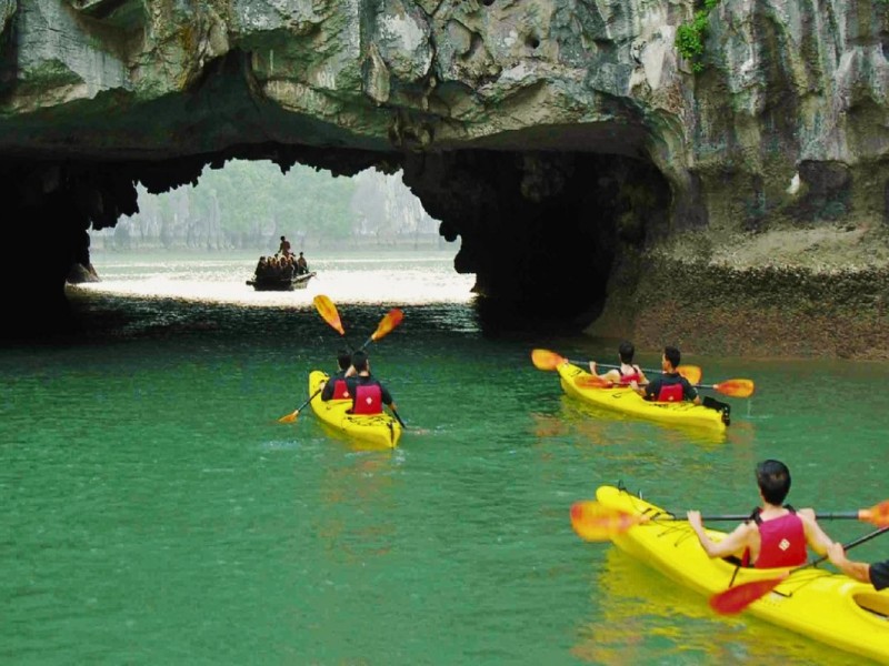 Kayaking Through Luon Cave Kayaking adventure through Luon Cave in Ha Long Bay