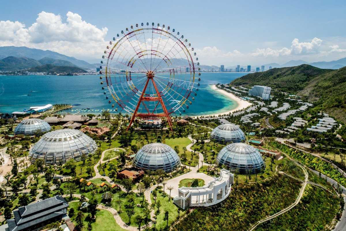 Aerial View of VinWonders Nha Trang Aerial panorama showing VinWonders Nha Trang theme park layout