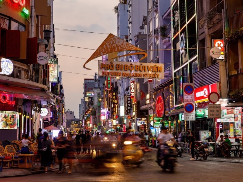 Bui Vien Street at Dusk Bui Vien Walking Street in Ho Chi Minh City at dusk