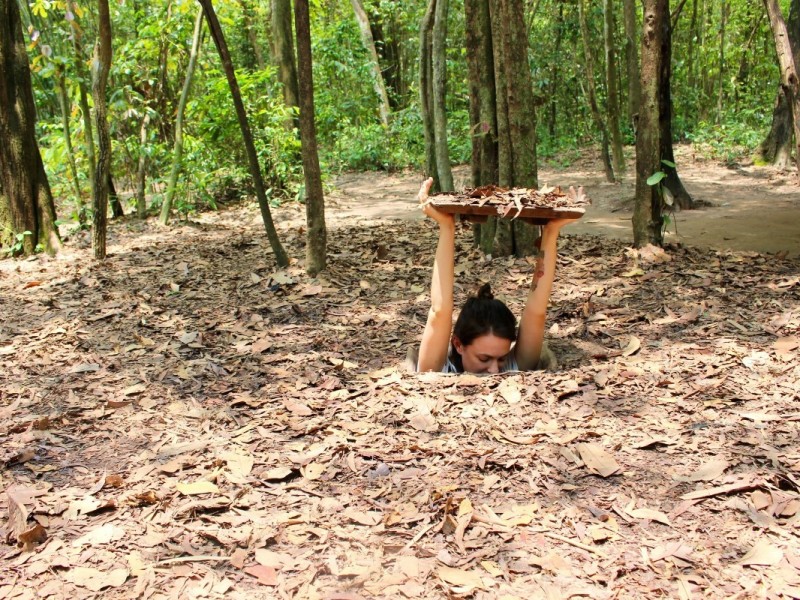 Camouflaged Shelter in Cu Chi Tunnels Camouflaged shelter structure in Cu Chi Tunnels, Vietnam