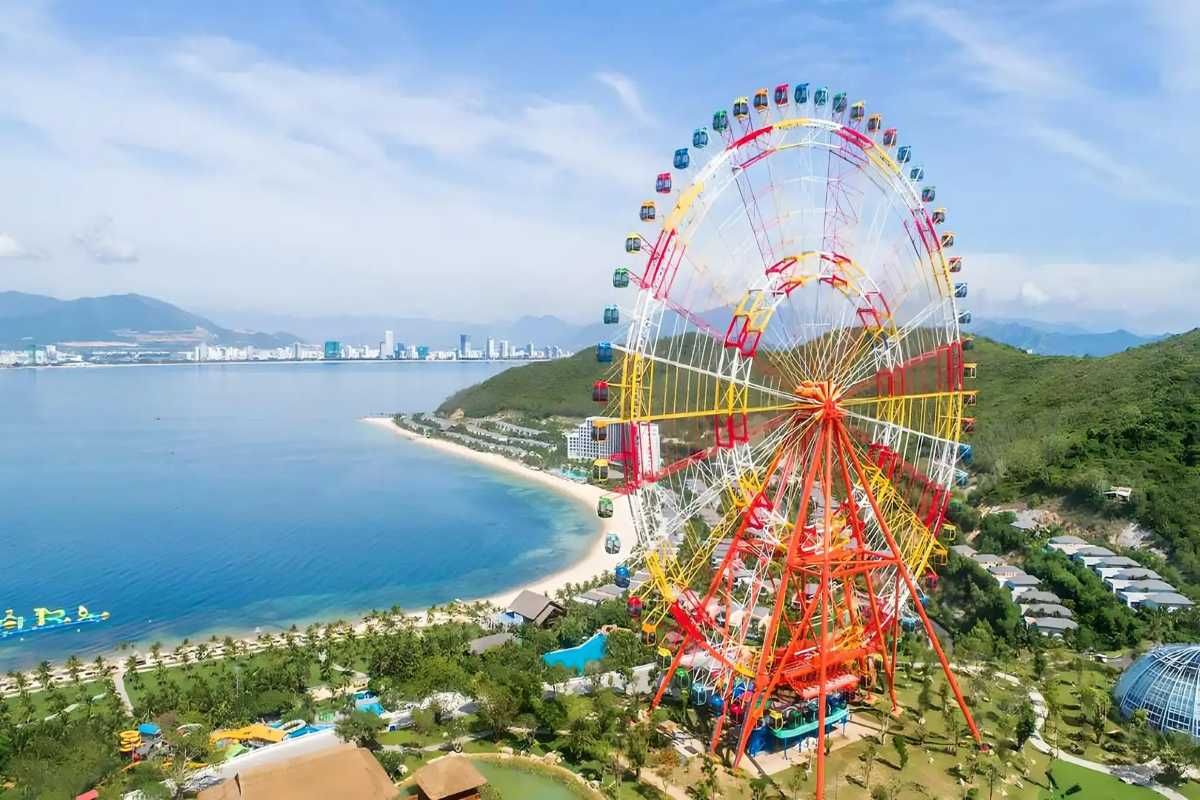 VinWonders Nha Trang Coastal Aerial View Wide aerial shot showing coastal VinWonders Nha Trang theme park