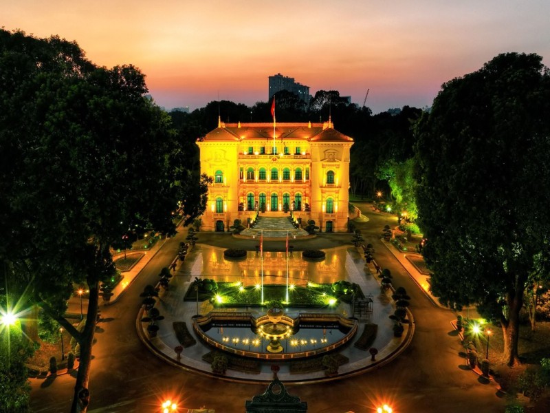 Hanoi Presidential Palace Illuminated at Night Hanoi Presidential Palace illuminated at night