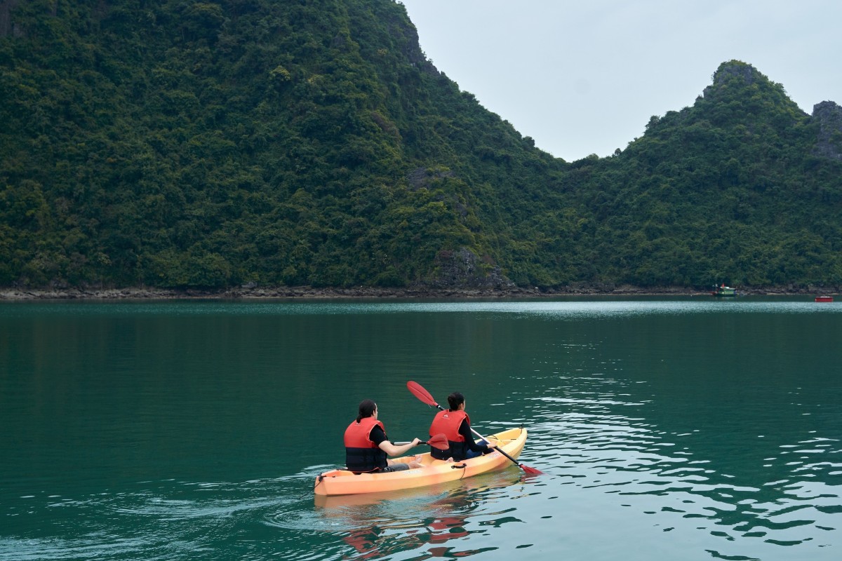 Kayaking in Tung Sau Area Two people kayaking in Tung Sau Area
