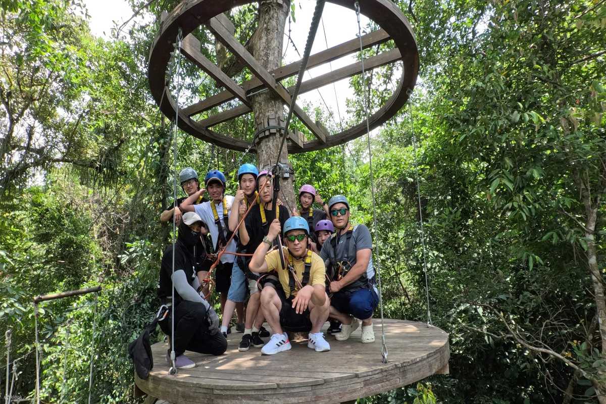 Colorful illustrated site map showing trails and activities at Kong Forest, Hon Ba Nature Reserve