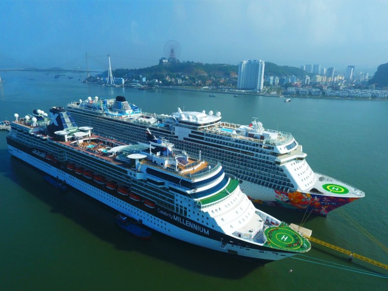 Luxurious Cruise Ships at Halong International Cruise Port Luxurious cruise ships docked at Halong International Cruise Port, ready for exploration tours.
