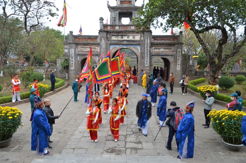 Procession at Co Loa Ancient Citadel Festival Traditional procession during the Co Loa Ancient Citadel Festival in Hanoi, Vietnam