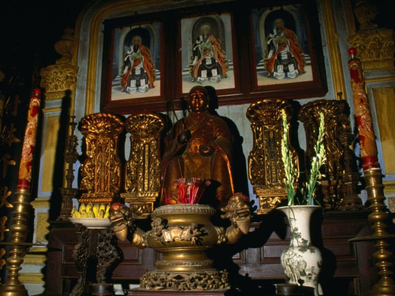 Sacred Altar at Giac Vien Pagoda Sacred altar with religious statues at Giac Vien Pagoda, Ho Chi Minh City