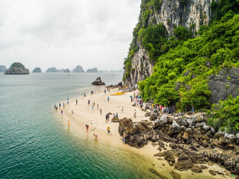 Titov Island’s Stunning Beach Views Beach views at Titov Island in Halong Bay