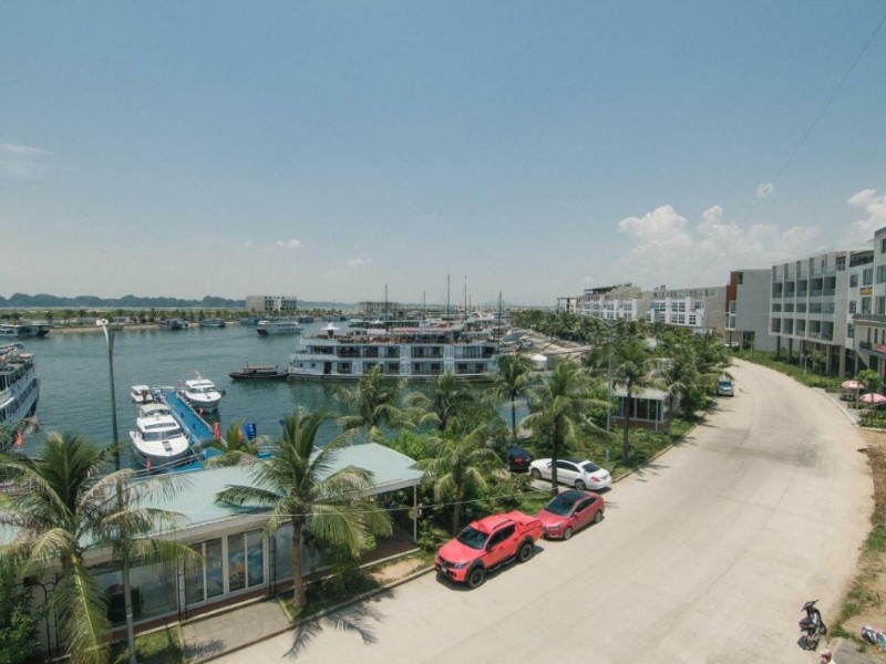 Aerial view of Tuan Chau Harbour entrance and nearby amenities