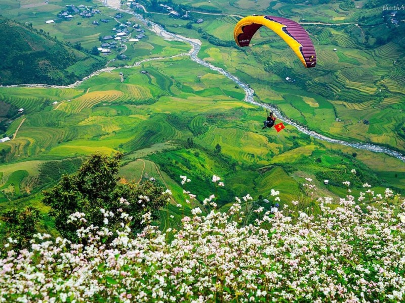 Best Time to Visit Yen Bai Panoramic view of Mu Cang Chai during the best season to visit Yen Bai.