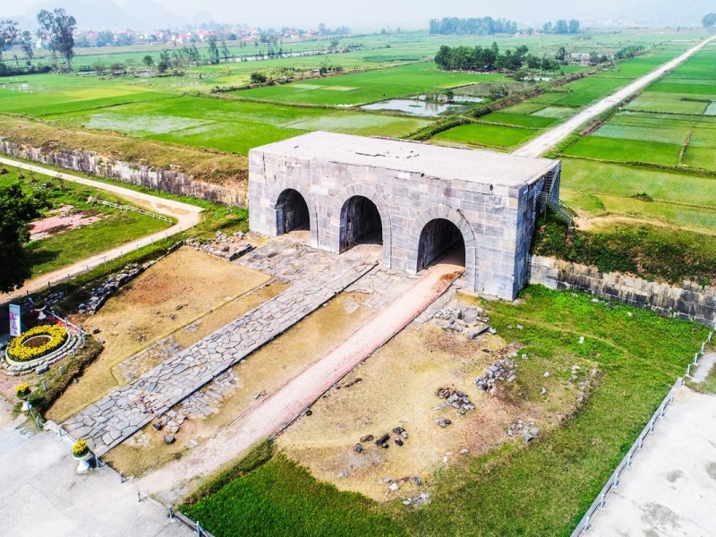 Ho Citadel Aerial View Thanh Hoa Aerial view of Ho Citadel in Thanh Hoa with surrounding fields