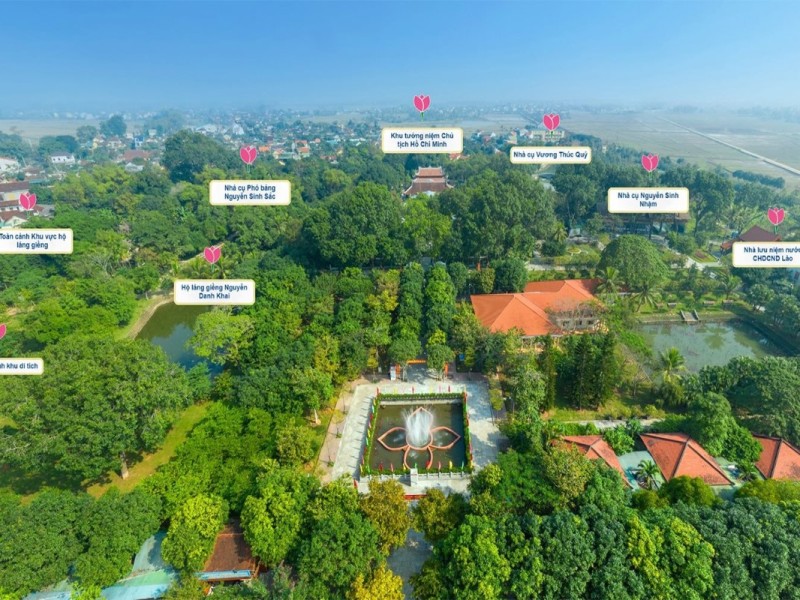 Kim Lien Historical Site - Birthplace of President Ho Chi Minh Aerial view of Kim Lien Historical Site in Nghe An, featuring key landmarks related to Ho Chi Minh.