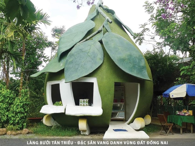 Tan Trieu Pomelo Village Dong Nai - Exploring the Unique Fruit Village A uniquely designed fruit house in Tan Trieu Pomelo Village, Dong Nai, promoting local culture and produce