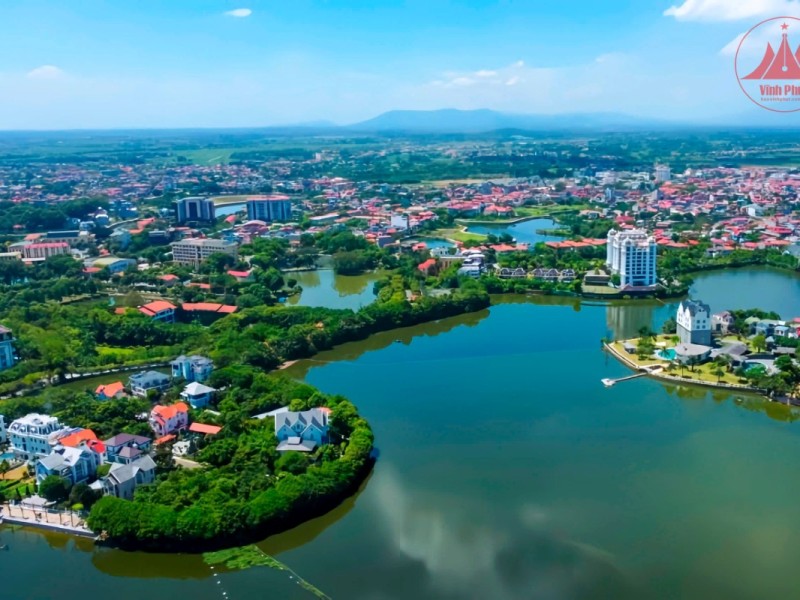 Vinh Yen City - Heart of Vĩnh Phúc Province Aerial view of Vinh Yen City with lakes and modern buildings in Vĩnh Phúc