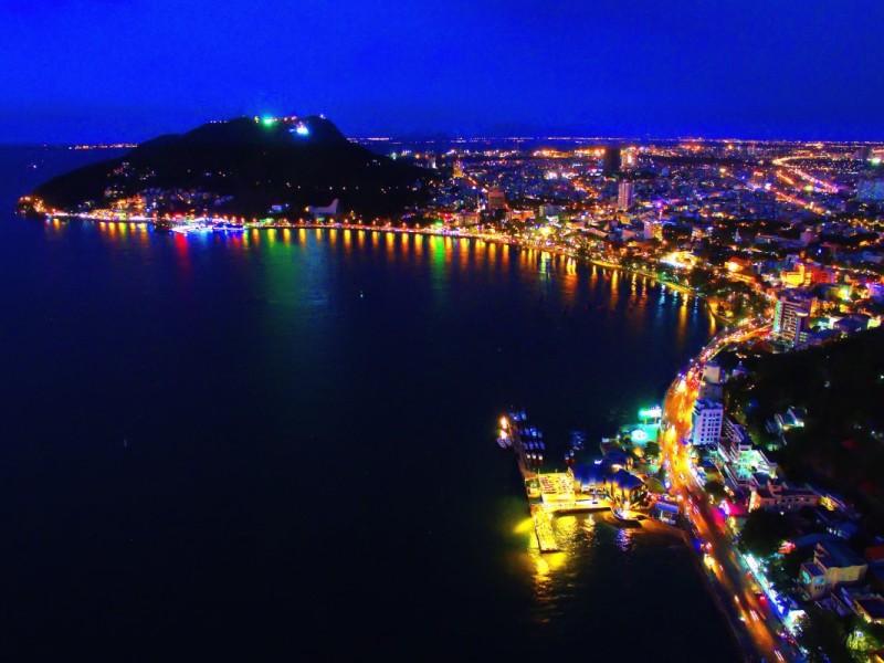 Vung Tau City Nightscape Vung Tau city nightscape with illuminated coastline and bright city lights