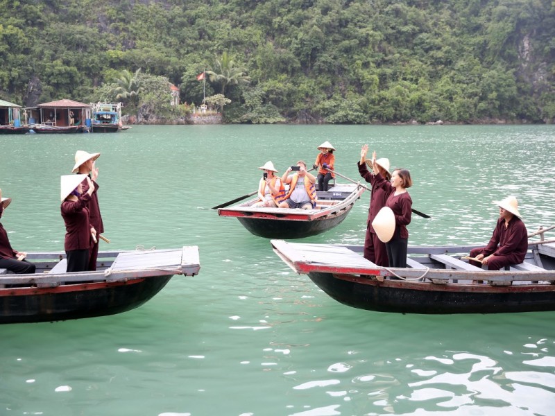 Cua Van Fishing Village - Traditional Life Traditional fishing boats at Cua Van Village